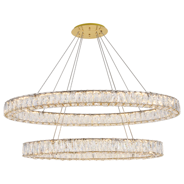 Elegant Lighting Monroe Integrated Led Light Gold Chandelier Clear Royal Cut Crystal 3503D48G